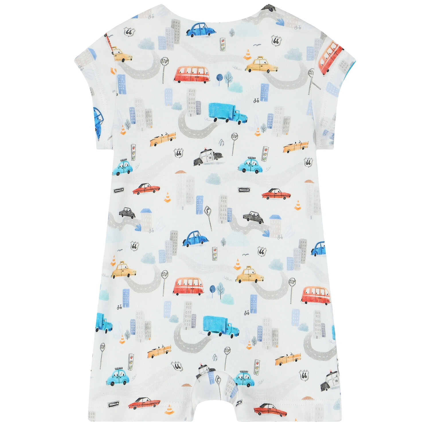 Baby Boys White City Romper, 1, hi-res